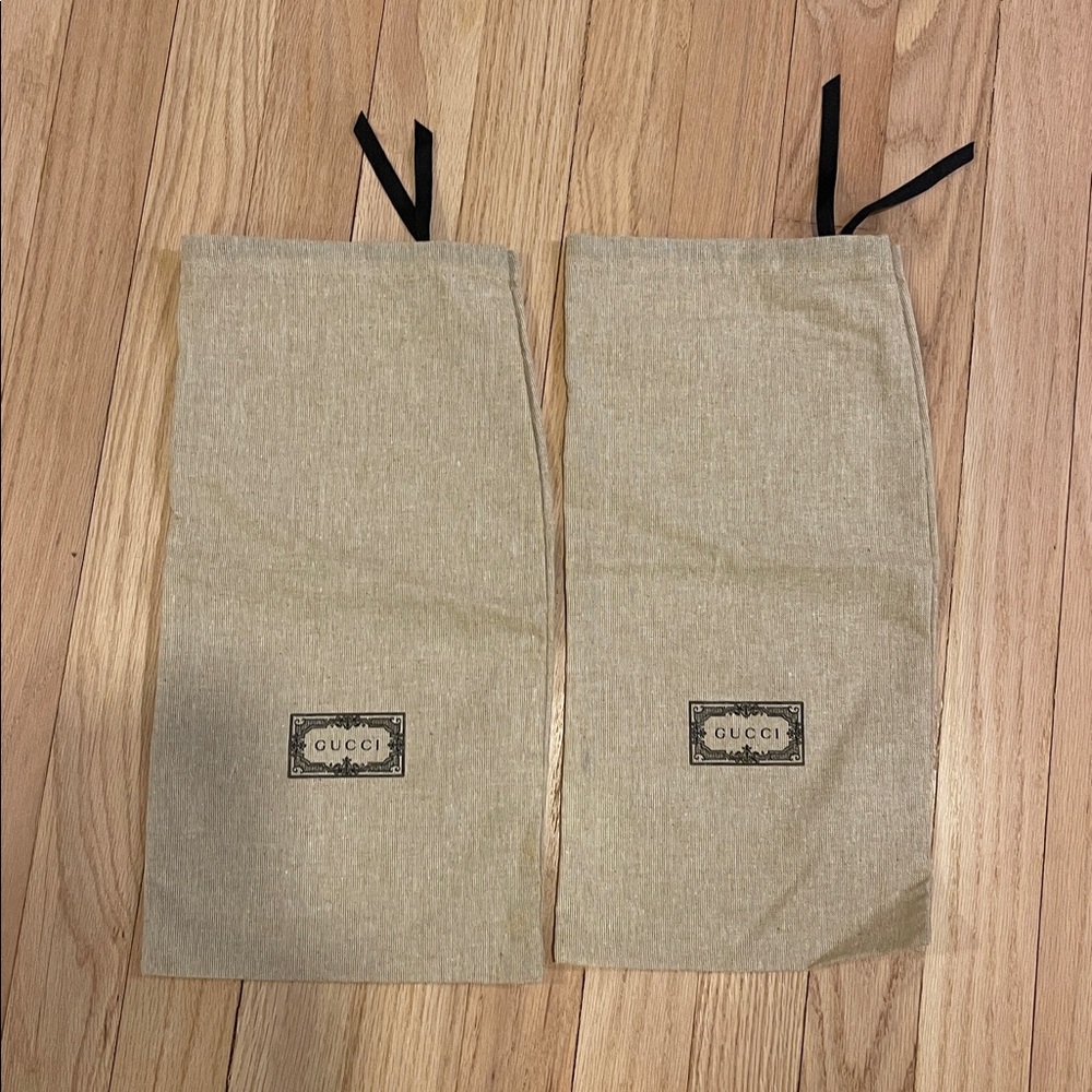 Gucci Tan Dust Bags with Black Drawstrings
